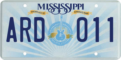 MS license plate ARD011