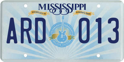 MS license plate ARD013
