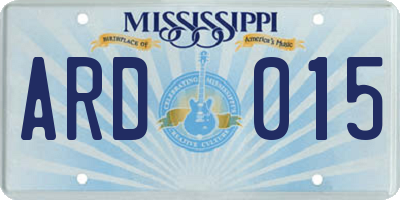 MS license plate ARD015