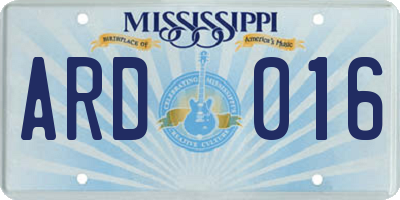 MS license plate ARD016