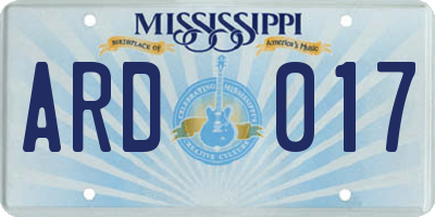 MS license plate ARD017