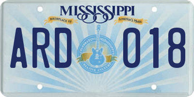 MS license plate ARD018