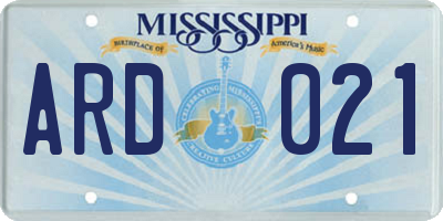 MS license plate ARD021