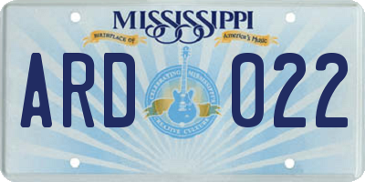 MS license plate ARD022