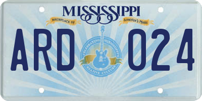 MS license plate ARD024