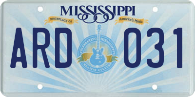 MS license plate ARD031
