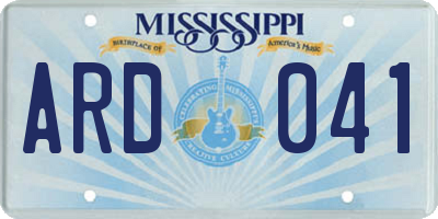 MS license plate ARD041
