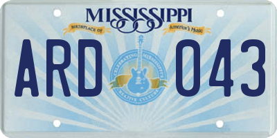 MS license plate ARD043