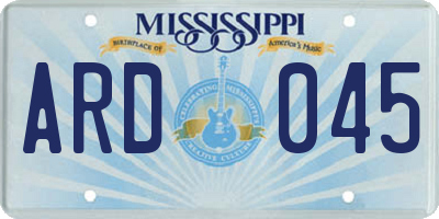 MS license plate ARD045