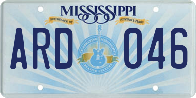 MS license plate ARD046