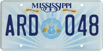 MS license plate ARD048