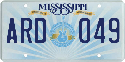 MS license plate ARD049