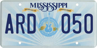 MS license plate ARD050