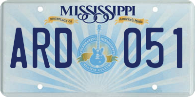 MS license plate ARD051