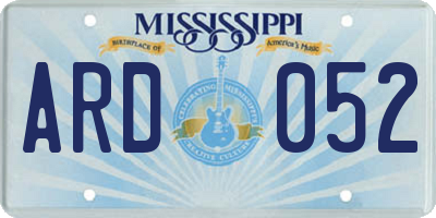MS license plate ARD052