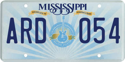 MS license plate ARD054
