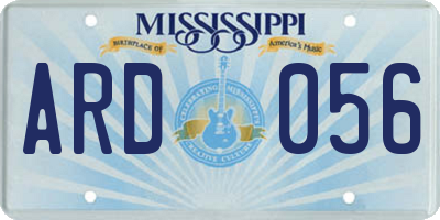 MS license plate ARD056