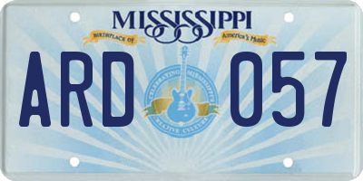 MS license plate ARD057
