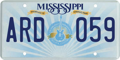 MS license plate ARD059