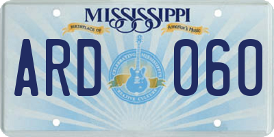 MS license plate ARD060