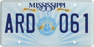 MS license plate ARD061