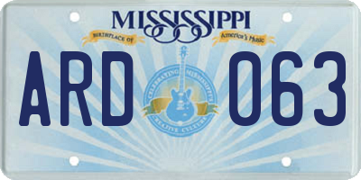 MS license plate ARD063