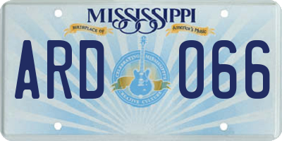 MS license plate ARD066