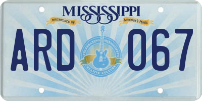 MS license plate ARD067