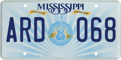 MS license plate ARD068