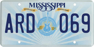 MS license plate ARD069