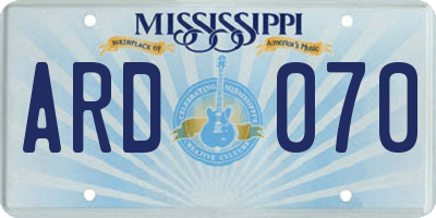 MS license plate ARD070