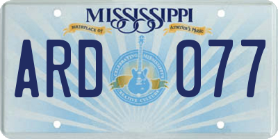 MS license plate ARD077