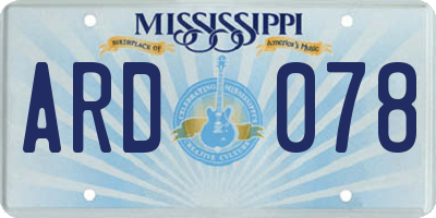 MS license plate ARD078