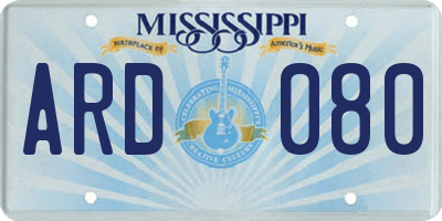 MS license plate ARD080