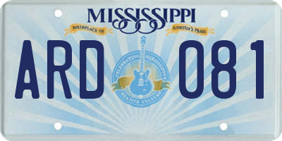 MS license plate ARD081