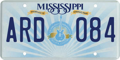 MS license plate ARD084