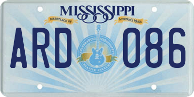 MS license plate ARD086