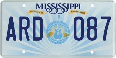 MS license plate ARD087