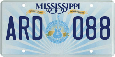 MS license plate ARD088