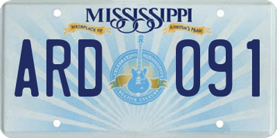 MS license plate ARD091