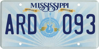 MS license plate ARD093