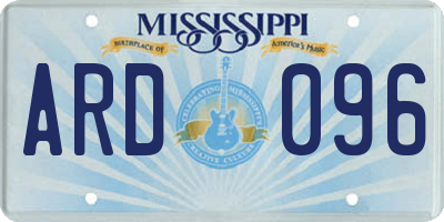 MS license plate ARD096