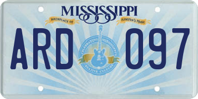 MS license plate ARD097