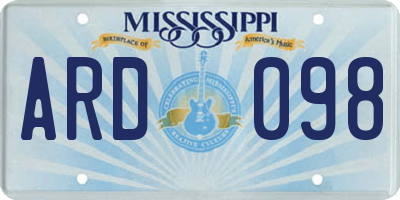 MS license plate ARD098