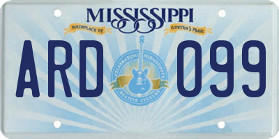 MS license plate ARD099