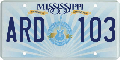 MS license plate ARD103