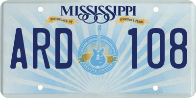 MS license plate ARD108