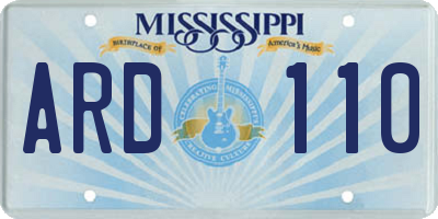MS license plate ARD110