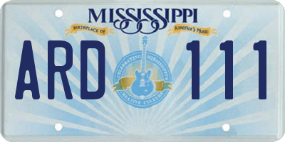 MS license plate ARD111