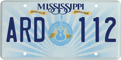 MS license plate ARD112